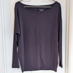 Athleta Essence Flow Oversized Long Sleeve Dolman Boatneck Grey Purple Top XS